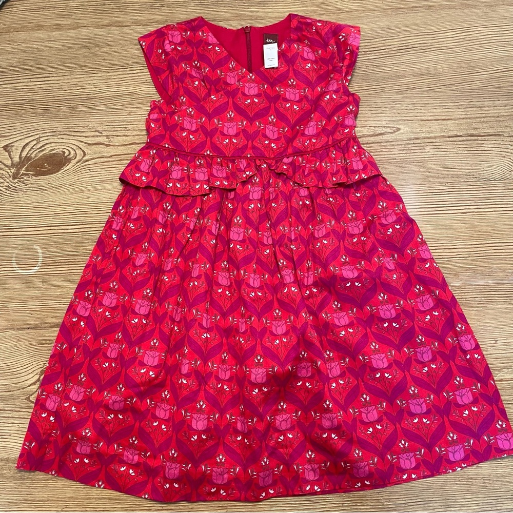 Tea Collection Pink Floral Print Faux Wrap Dress